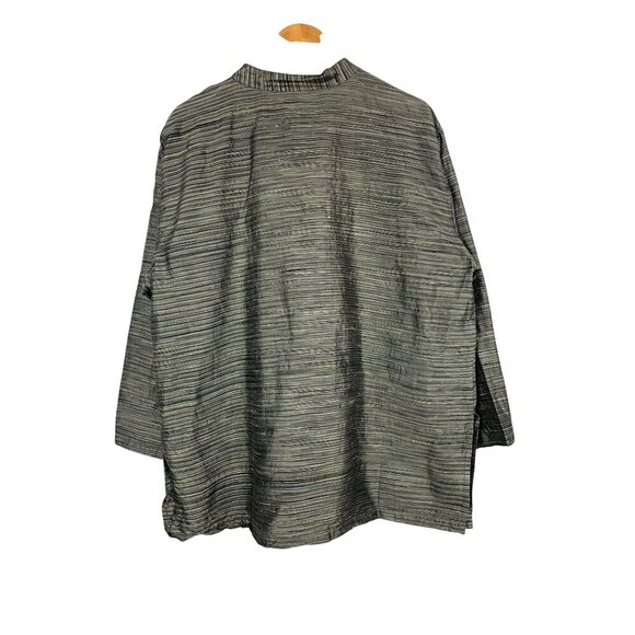 Chicos Design Womens Silk Striped Jacket Size 3 Made In India - Picture 2 of 5